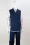 "Blue Denim Vest and Pant Set - Men's Double Breasted Peak Lapel"