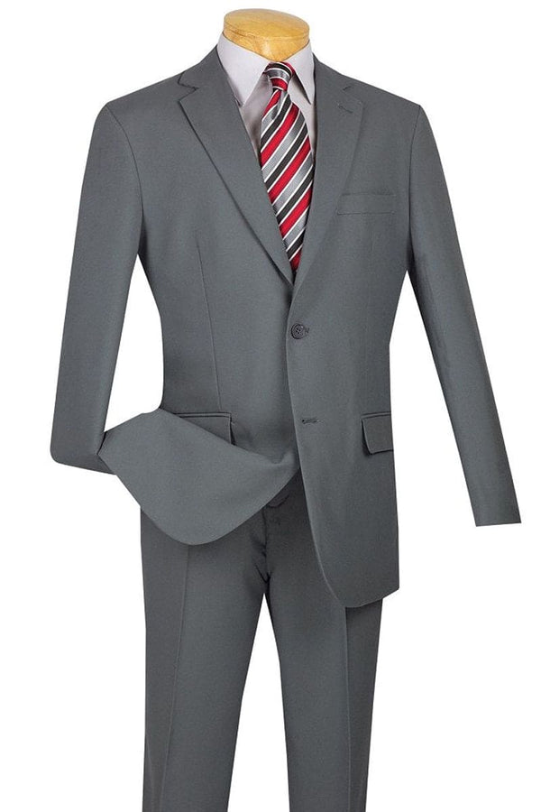 "Modern Fit Two-Button Men's Suit in Light Grey - Wool Feel"