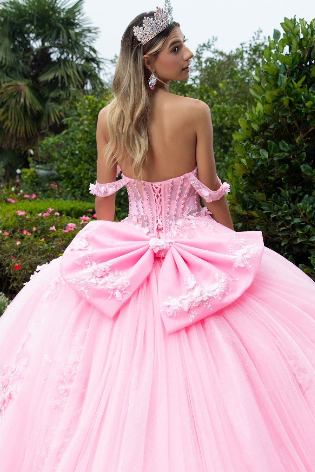 Off Shoulder Sweetheart Quinceanera Dress Bow Embroidered Ball Gown by GLS Gloria GL3576