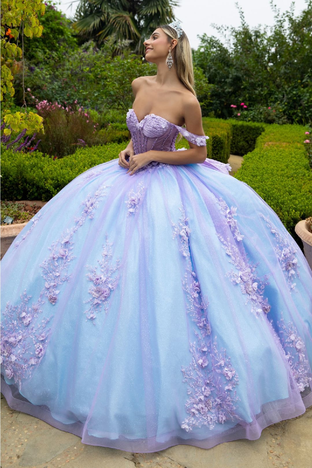 Off Shoulder Sweetheart Quinceanera Dress Bow Embroidered Ball Gown by GLS Gloria GL3576