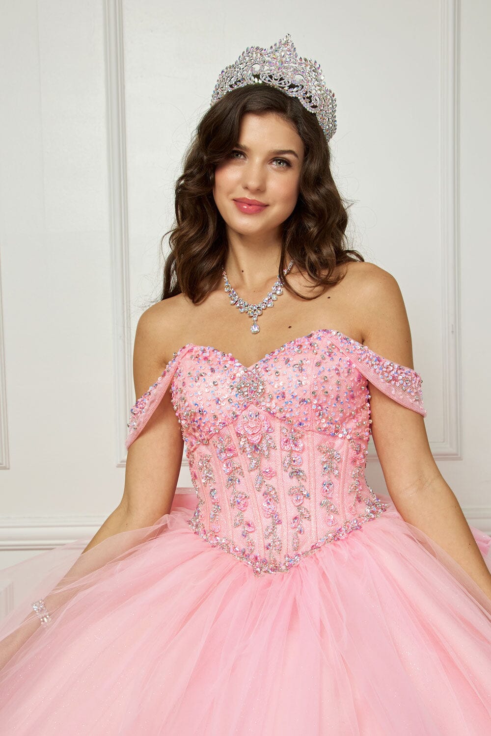 Off Shoulder Bow Ball Gown by Bella Princess PQ1063