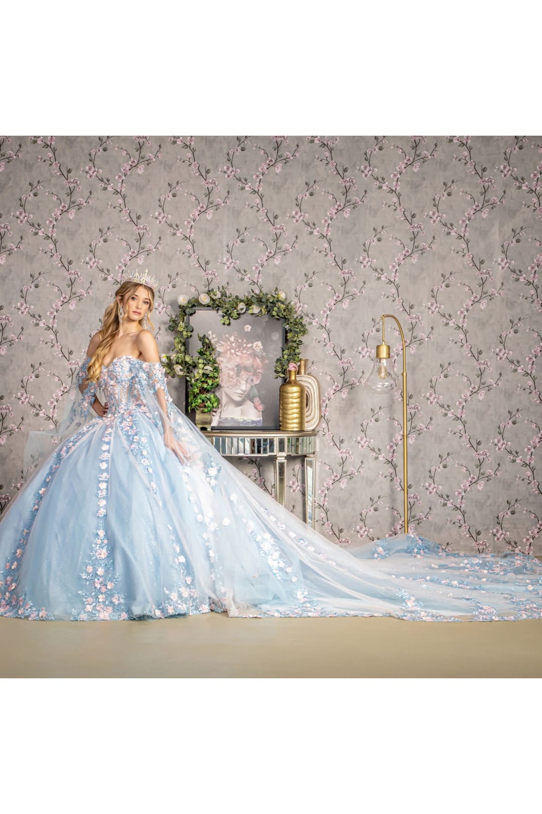 Off Shoulder Cape Sleeve Ball Gown by GLS Gloria GL3468