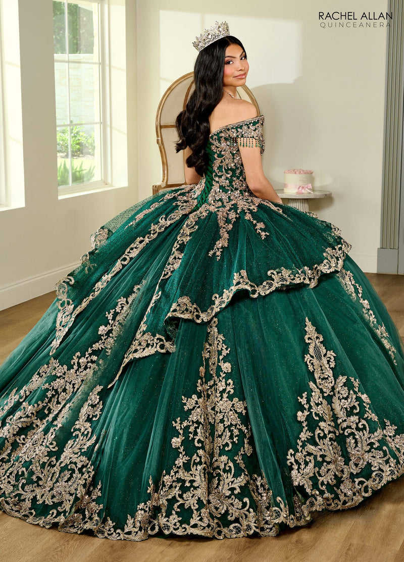 Rachel Allan RQ3129 Off Shoulder Fringe Quinceanera Dress