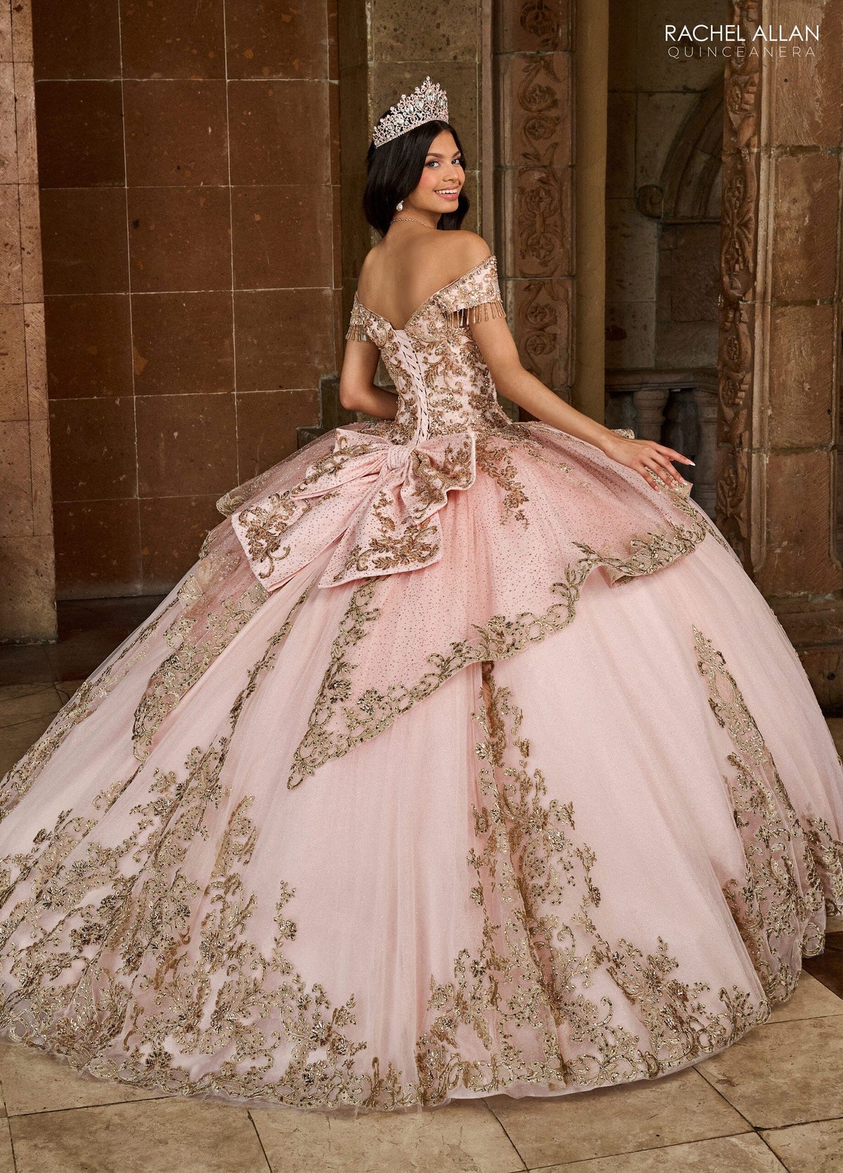 Rachel Allan RQ3129 Off Shoulder Fringe Quinceanera Dress