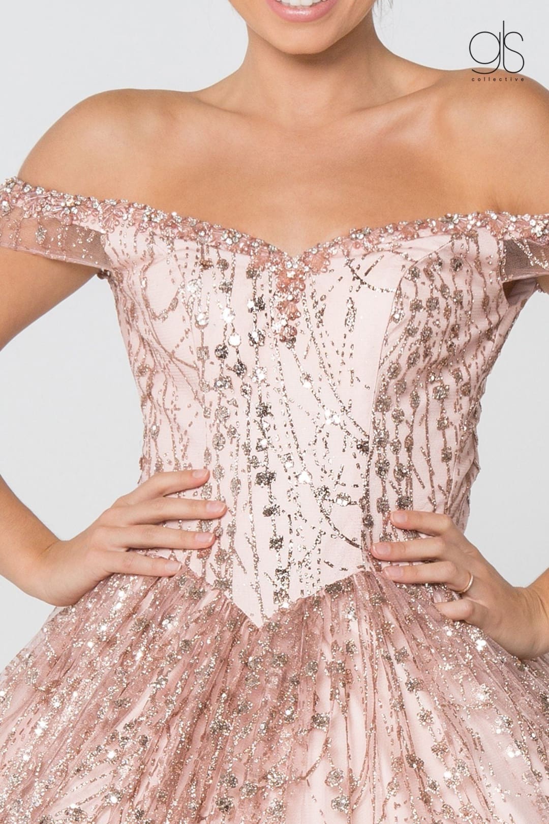 Off the Shoulder Quince Dress Glitter Ball Gown by Elizabeth K GL2831
