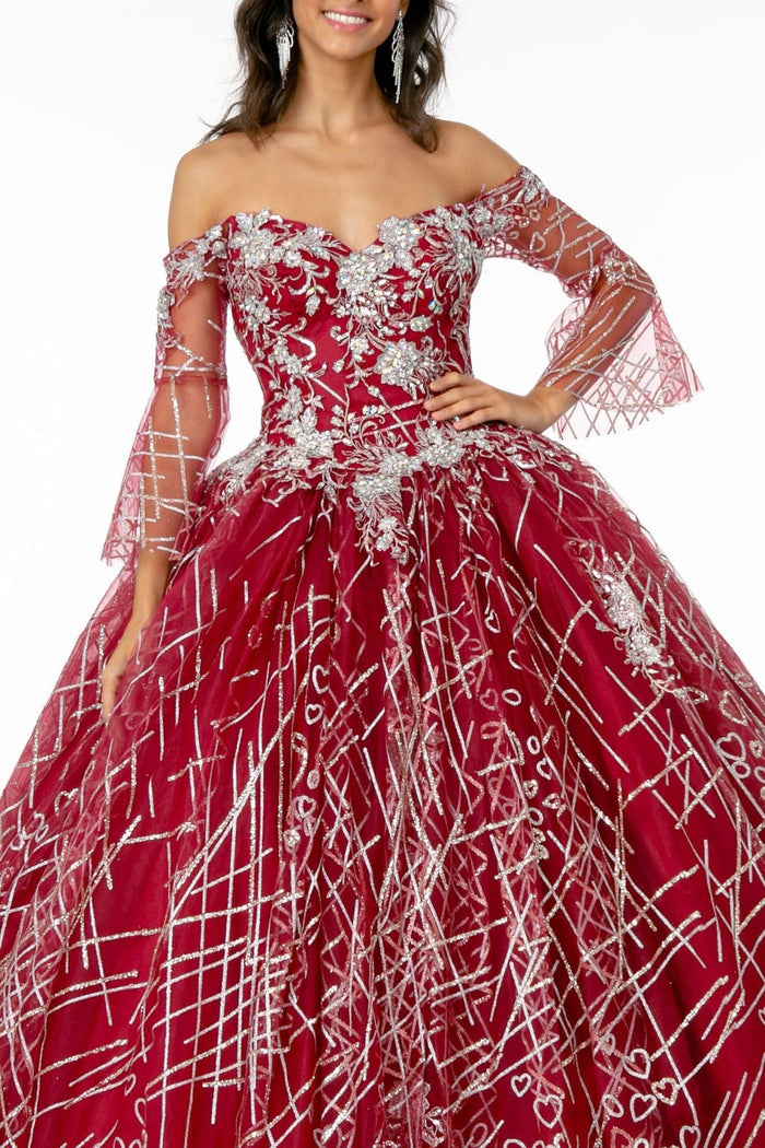 Off Shoulder Glitter Gown by Elizabeth KGL2911