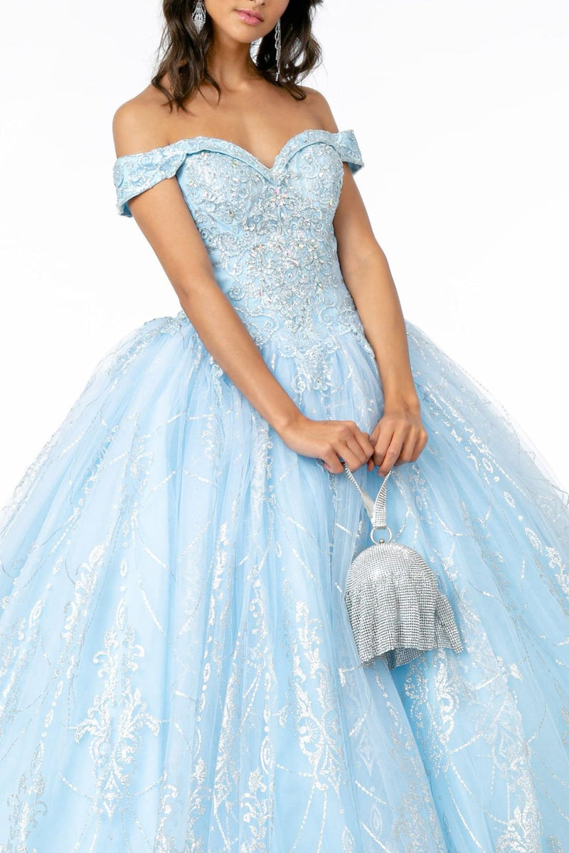 Off Shoulder Glitter Gown by Elizabeth KGL2910