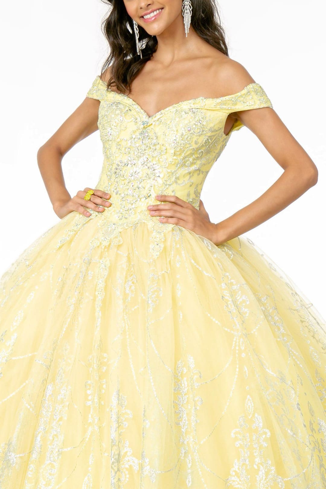 Off Shoulder Glitter Gown by Elizabeth KGL2910