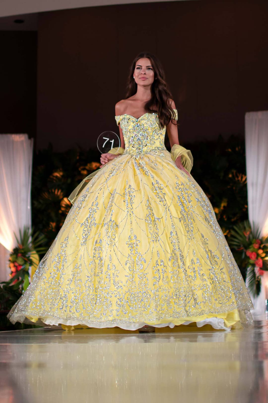Off Shoulder Glitter Gown by Elizabeth KGL2910