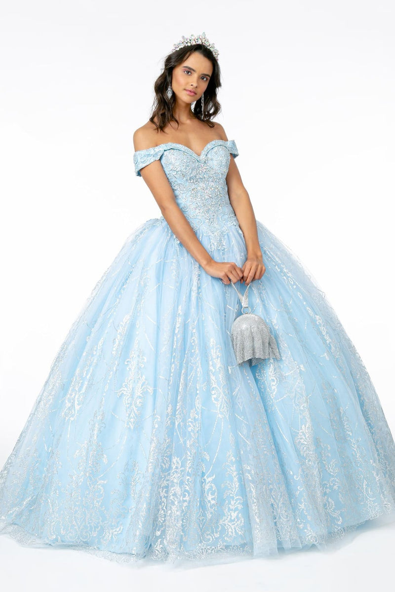Off Shoulder Glitter Gown by Elizabeth KGL2910