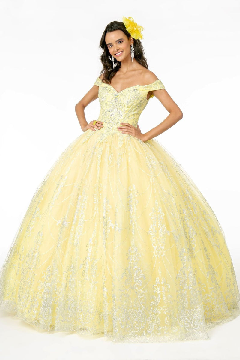 Off Shoulder Glitter Gown by Elizabeth KGL2910