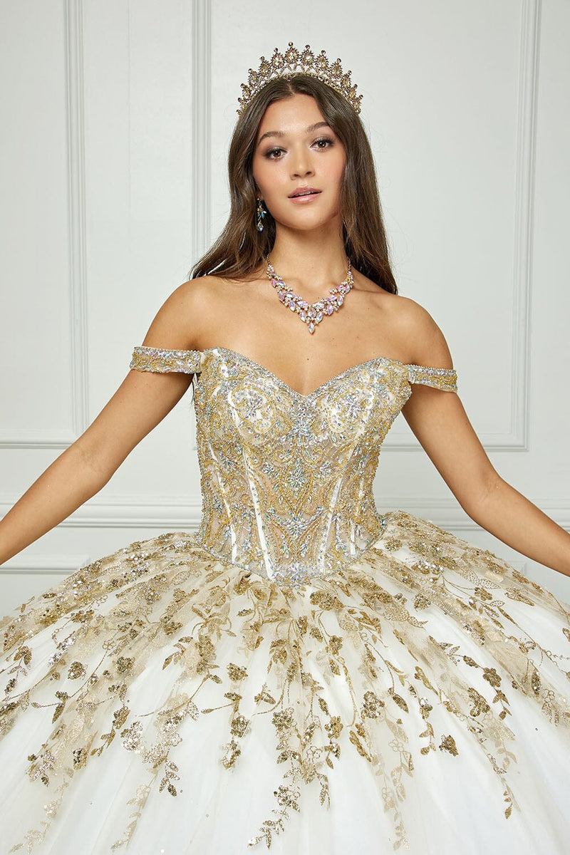Off Shoulder Puff Sleeve Ball Gown by Bella Princess PQ1041