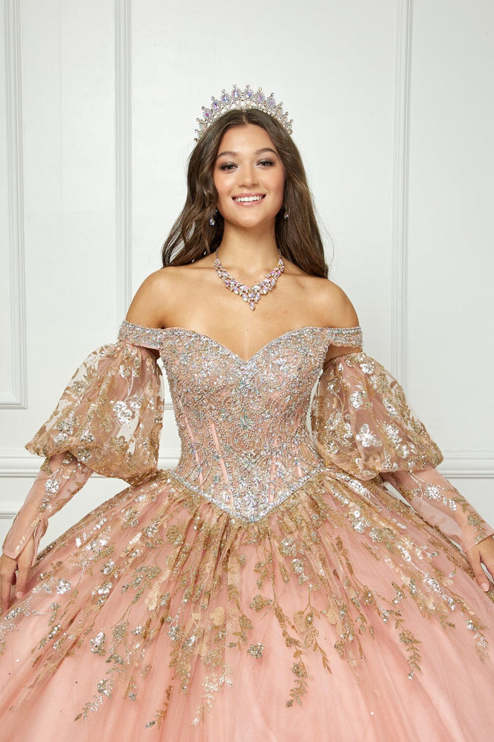 Off Shoulder Puff Sleeve Ball Gown by Bella Princess PQ1041