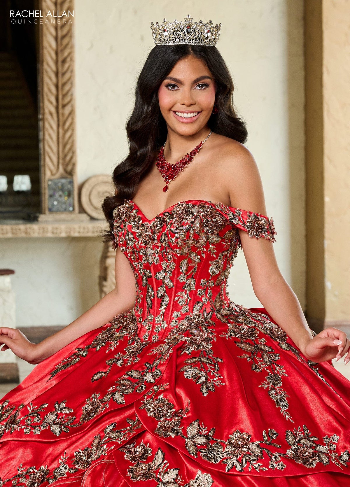 Off-Shoulder Quinceañera Dress with Embroidery Detachable Jacket by Rachel Allan RQ5001