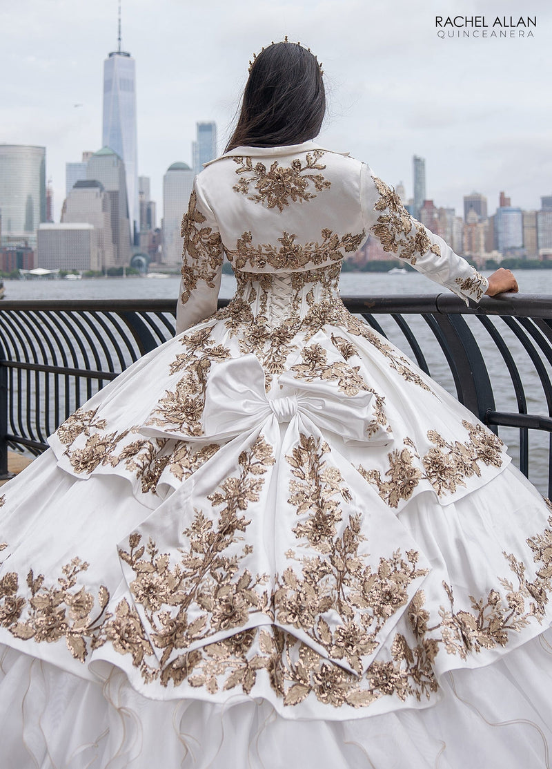 Off-Shoulder Quinceañera Dress with Embroidery Detachable Jacket by Rachel Allan RQ5001