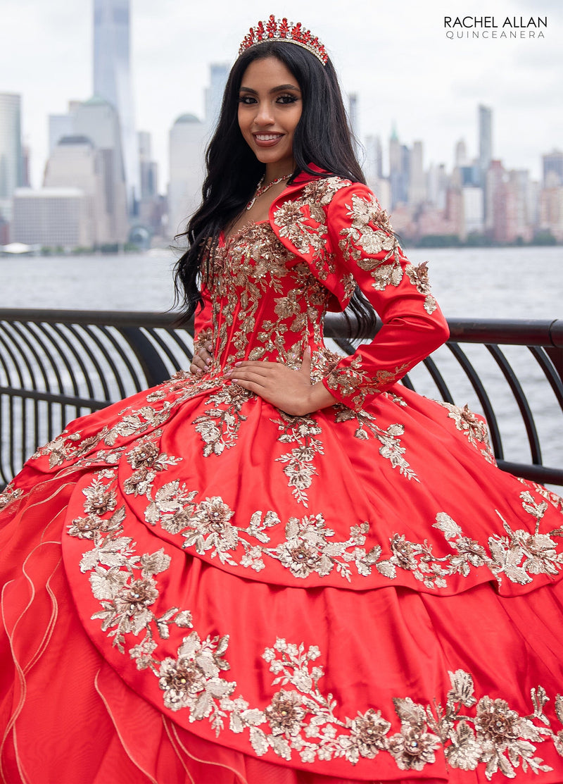 Off-Shoulder Quinceañera Dress with Embroidery Detachable Jacket by Rachel Allan RQ5001