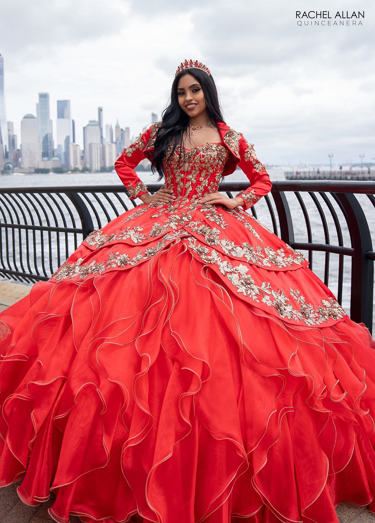 Off-Shoulder Quinceañera Dress with Embroidery Detachable Jacket by Rachel Allan RQ5001