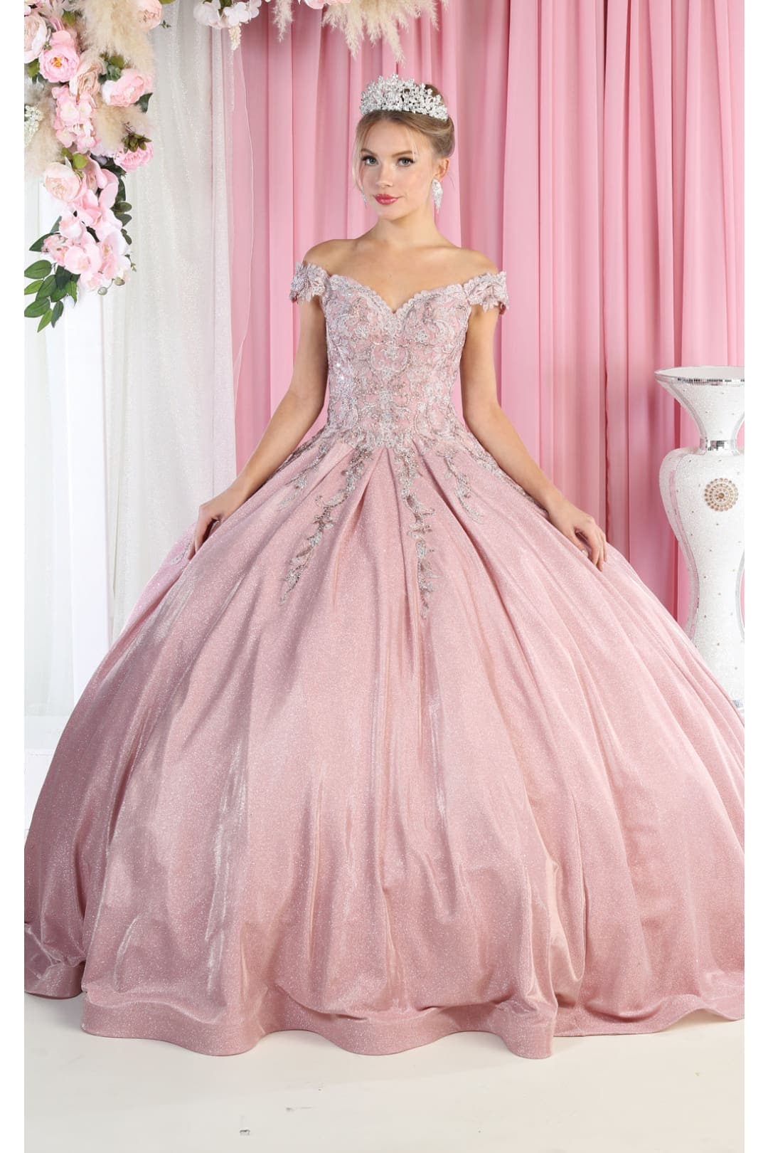 Quinceanera Dress Ball Gown Off The Shoulder Glitter & Plus Size