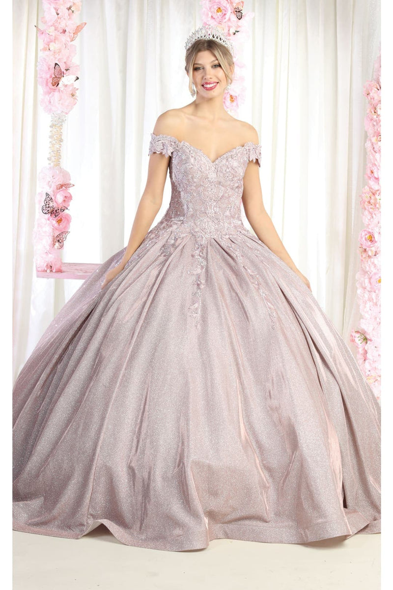 Quinceanera Dress Ball Gown Off The Shoulder Glitter & Plus Size