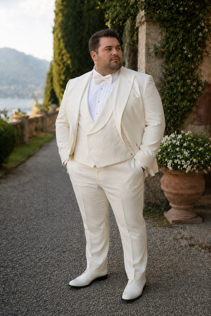 Cream Suit - Ivory Tuxedo - Off White Paisley Suit - Floral Tuxedo - Wedding Tuxedo
