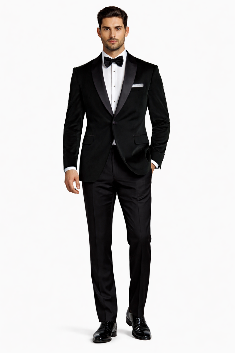 Black Velvet Fabric Suit With Velvet Tuxedos Fabric