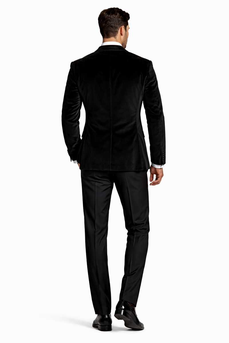 Black Velvet Fabric Suit With Velvet Tuxedos Fabric