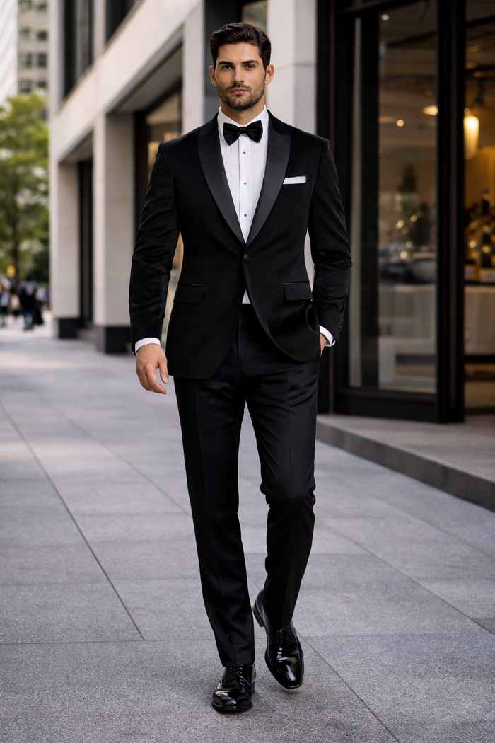 Black Velvet Fabric Suit With Velvet Tuxedos Fabric