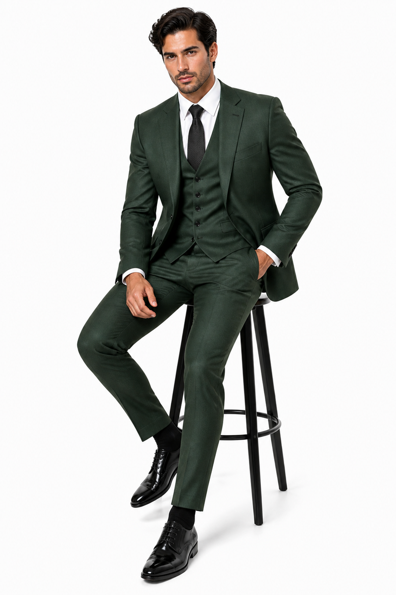 Olive Peaky Green 3 Piece Tweed Men's Suit