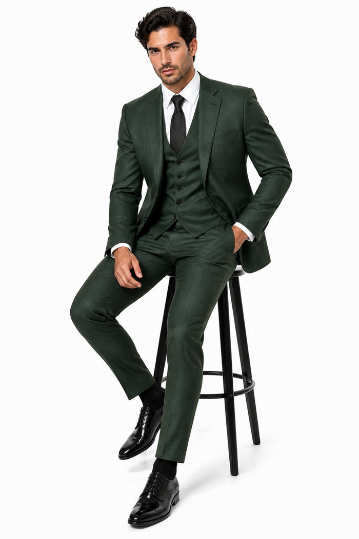 Olive Peaky Green 3 Piece Tweed Men's Suit
