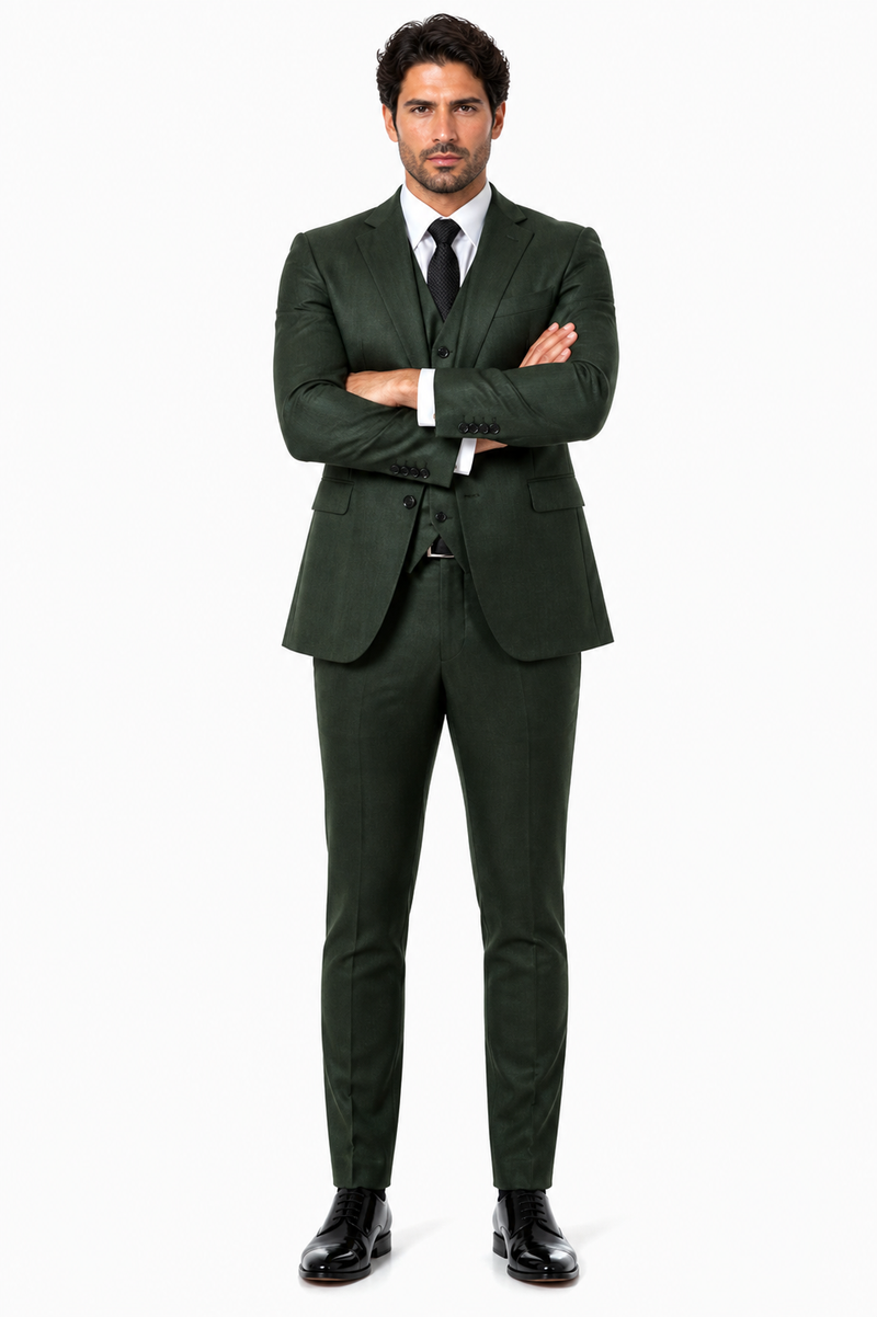 Olive Peaky Green 3 Piece Tweed Men's Suit