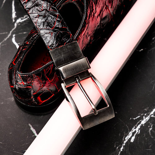 Marco Di Milano Olivieri Blackcherry Leather Belted Loafer