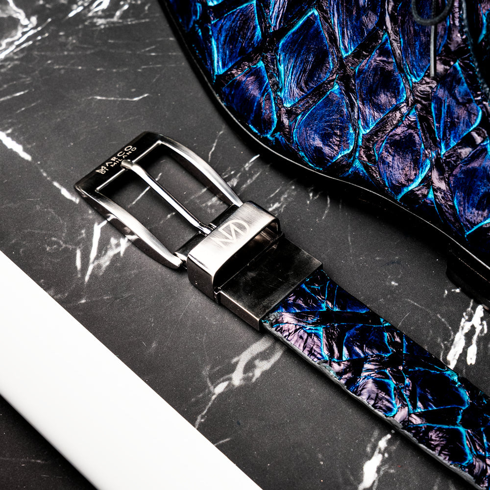 Marco Di Milano Olivieri Belt: Royal Blue Leather Loafer