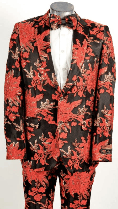 Orange Floral Suit - Orange Floral Blazer - Orange Floral Tuxedo - AlbertoNardoniStore