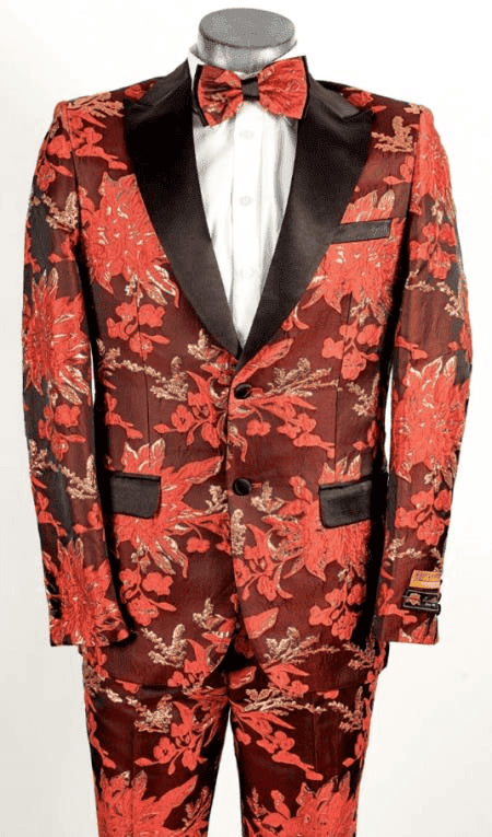 Orange Floral Suit - Orange Floral Blazer - Orange Floral Tuxedo - AlbertoNardoniStore