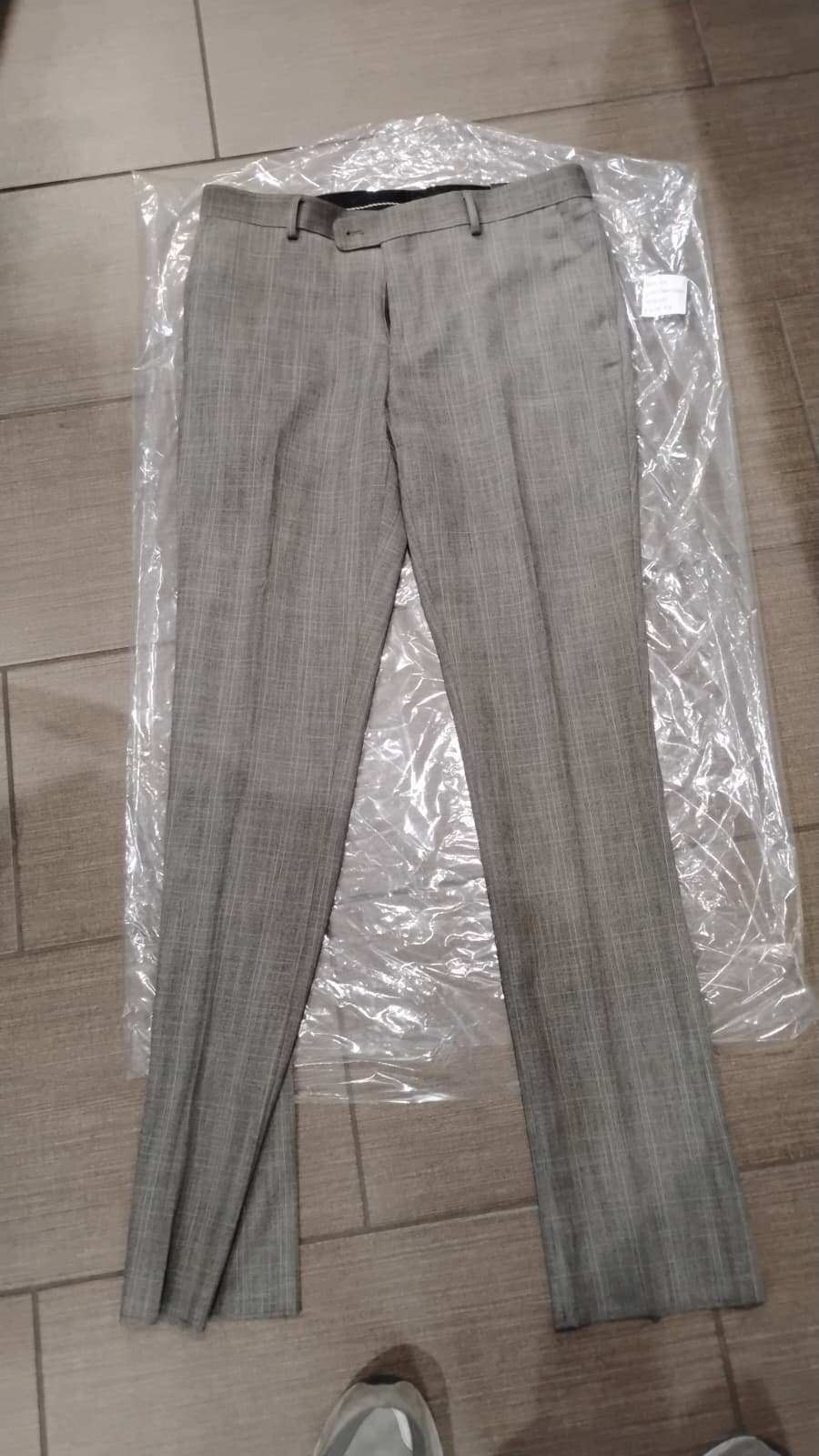 Vitali Brand Men’s Grey Textured Patterned 3 Piece Suit – Modern Fit Checkered Sharkskin with Blazer, Vest & Trousers, Business Wedding