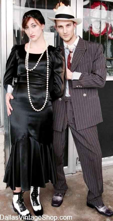Men’s Brown Pinstripe Bonnie and Clyde Costume Suit – Vintage Gangster 1920s Outfit for Party, Halloween and Themed Events