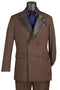 Men’s Brown Double Breasted Tuxedo – Satin Peak Lapel Formal Wedding & Prom Suit