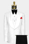 Men’s White Floral Tuxedo Jacket – Shawl Lapel Wedding & Prom Dinner Jacket