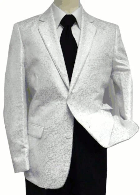 Men’s White Disco Blazer 1980s Sequin Style Jacket – Lapel Collar Party Blazer, Formal Evening Wear, Halloween Masquerade Club Outfit
