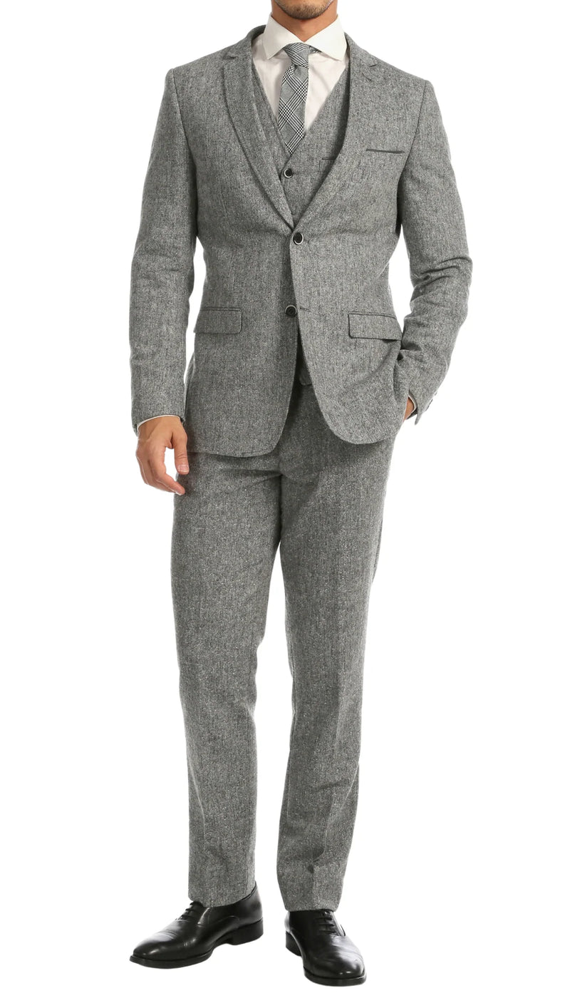 Men's Grey Tweed Herringbone Western Blazer Jacket  Style Look, Textured Formal Casual Sport Coat for Jeans