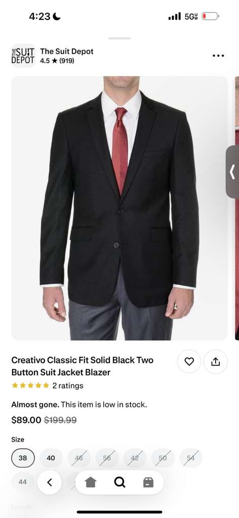 Menâ€™s Solid Black Two Button Suit Jacket Blazer With White Pants | Black Blazer Sport Coat