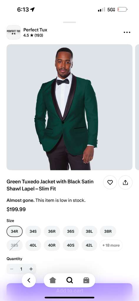 Men’s Emerald Green Tuxedo Jacket with Black Satin Shawl Lapel | Prom Dinner Blazer