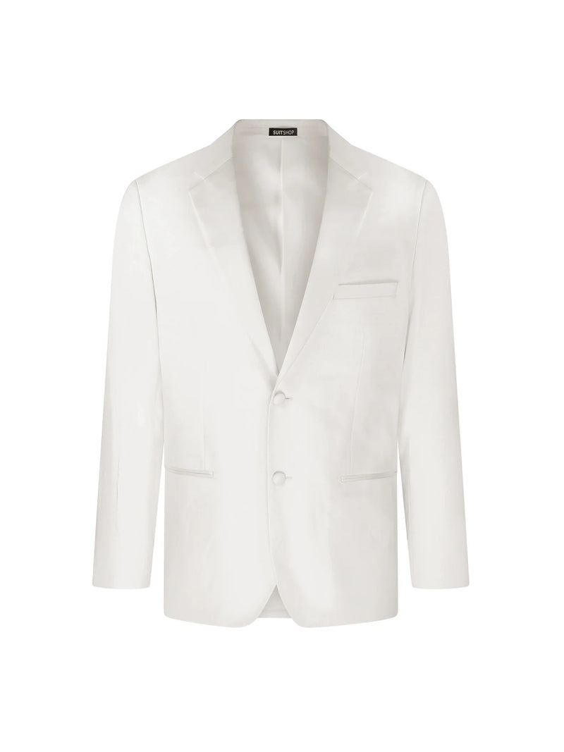 Men’s White Tuxedo Jacket – Two-Button Formal Dinner Blazer for Weddings, Prom and Events