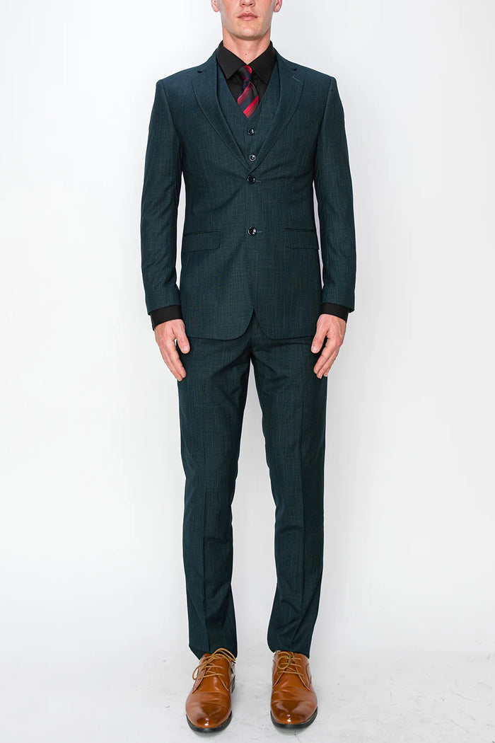 Men’s Teal Green 3 Piece Suit – Modern Two Button Suit with Matching Vest & Pants