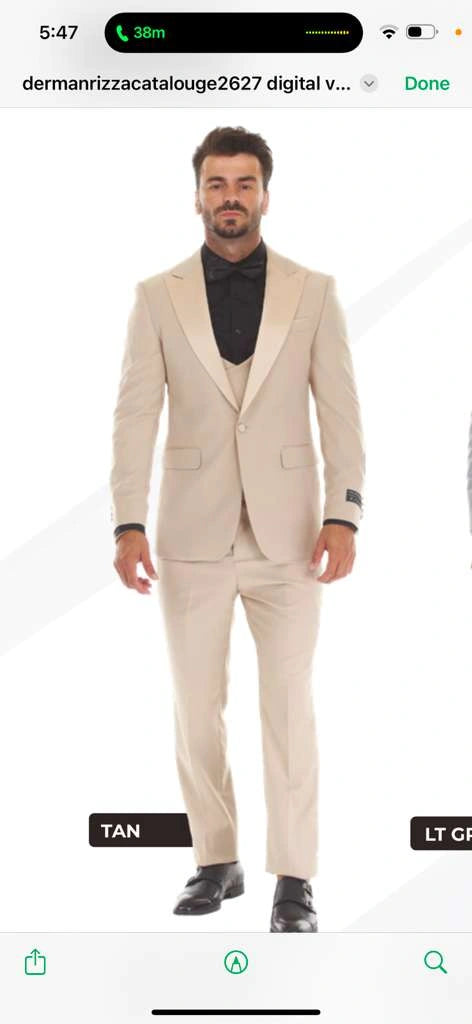 Men’s Tan Cowboy Suit – Western Formal Two Piece Suit for Weddings,  Champaign Sand Color