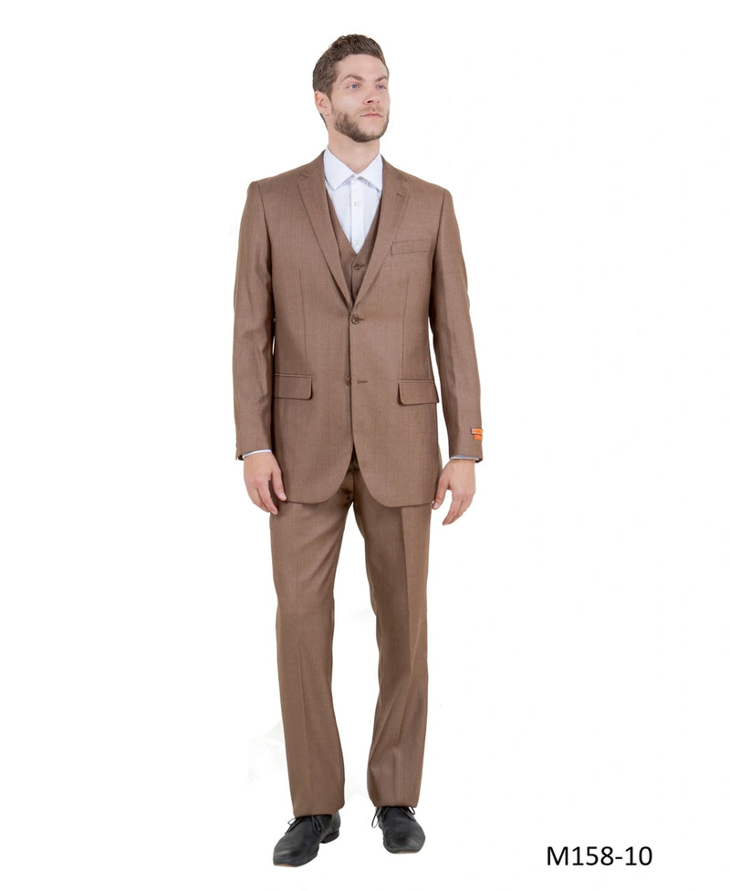 Men’s Light Brown Western 3 Piece Suit – Classic Country Style Blazer Vest Pants Set, Formal Cowboy Suit Toast