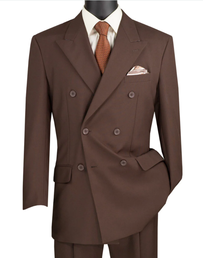 Men’s Brown Vintage Double Breasted Suit, Classic 1940s Style Formal Wedding Business Suit Set