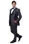 Charcoal Gray Western Tuxedo for Men | Classic Three Piece Formal Wedding and Evening Cowboy Tuxedo Suit With Trim Peak Lapel