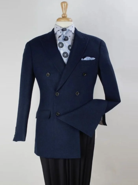 Men’s Navy Double-Breasted Blazer – Classic Fit 1920s Vintage Gatsby Style Sport Coat