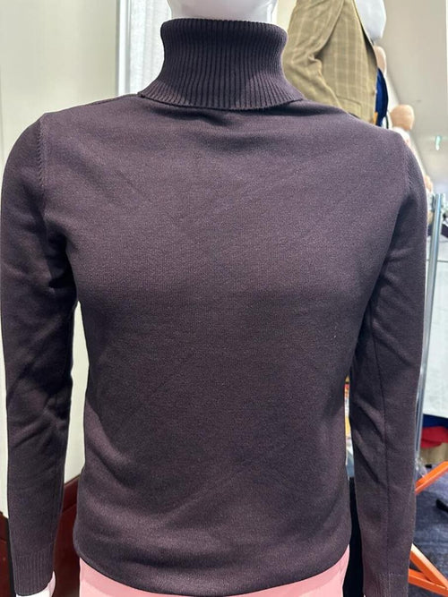 Men's Brown Turtleneck Sweater â€“ Classic Slim Fits Knit Pullover for Fall and Winter